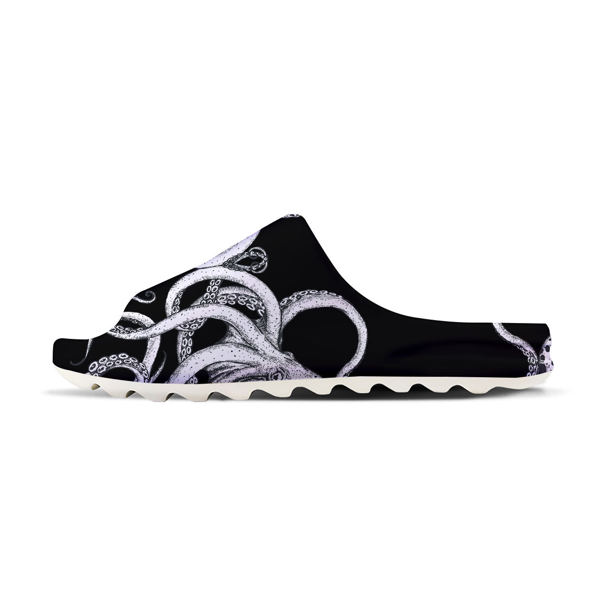 Octopus Tentacles White And Black Print Sandals-grizzshop