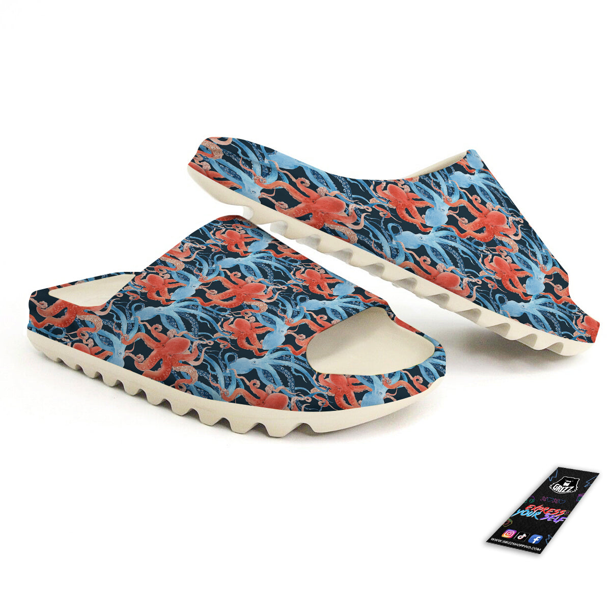 Octopus Watercolor Print Pattern Sandals-grizzshop