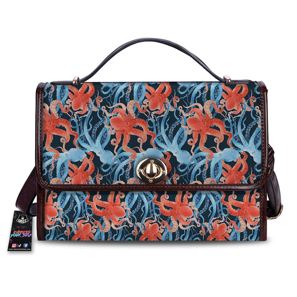 Octopus Watercolor Print Pattern Women's Satchel Bag
