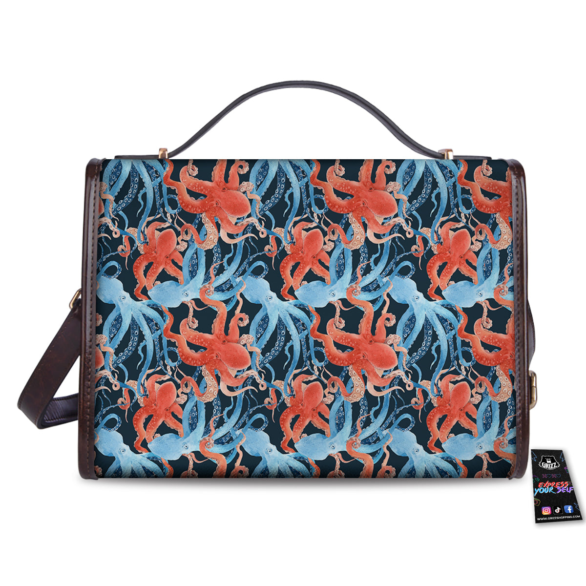 Octopus Watercolor Print Pattern Women's Satchel Bag