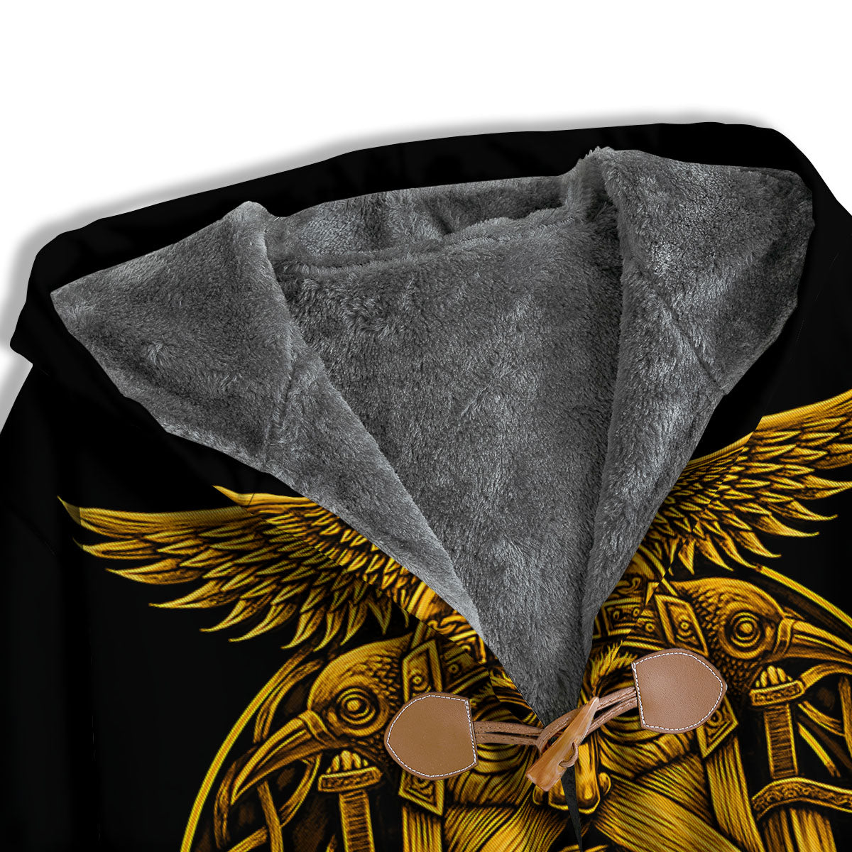 Odin God And Crow Gold Viking Print Men's Windbreaker Jacket-grizzshop