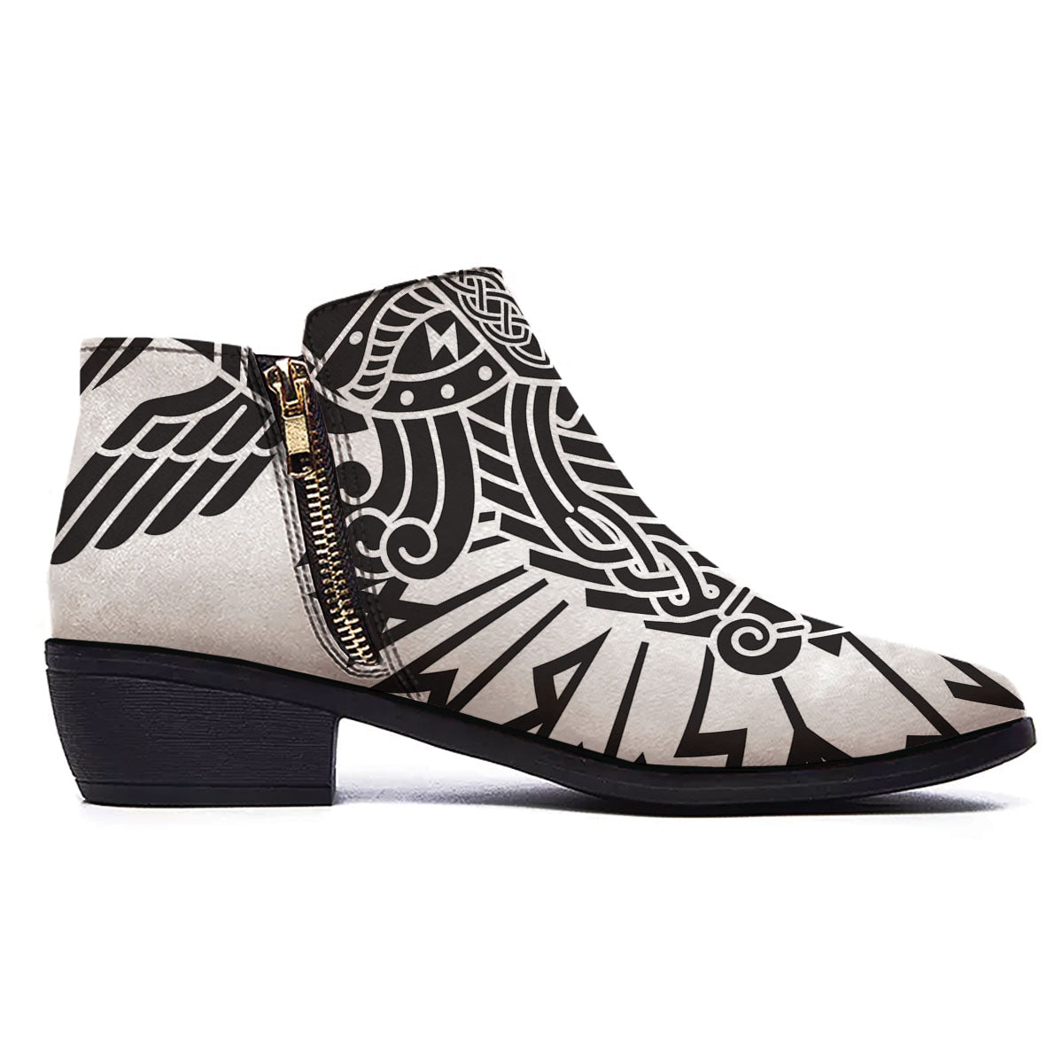 Odin God With Muninn And Huginn Print Ankle Boots-grizzshop