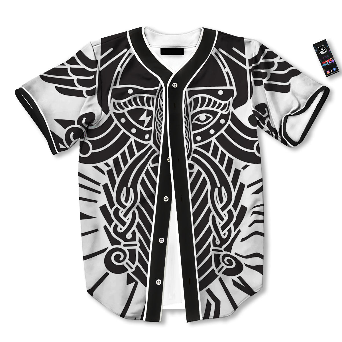 Odin God With Muninn And Huginn Print Baseball Jersey-grizzshop