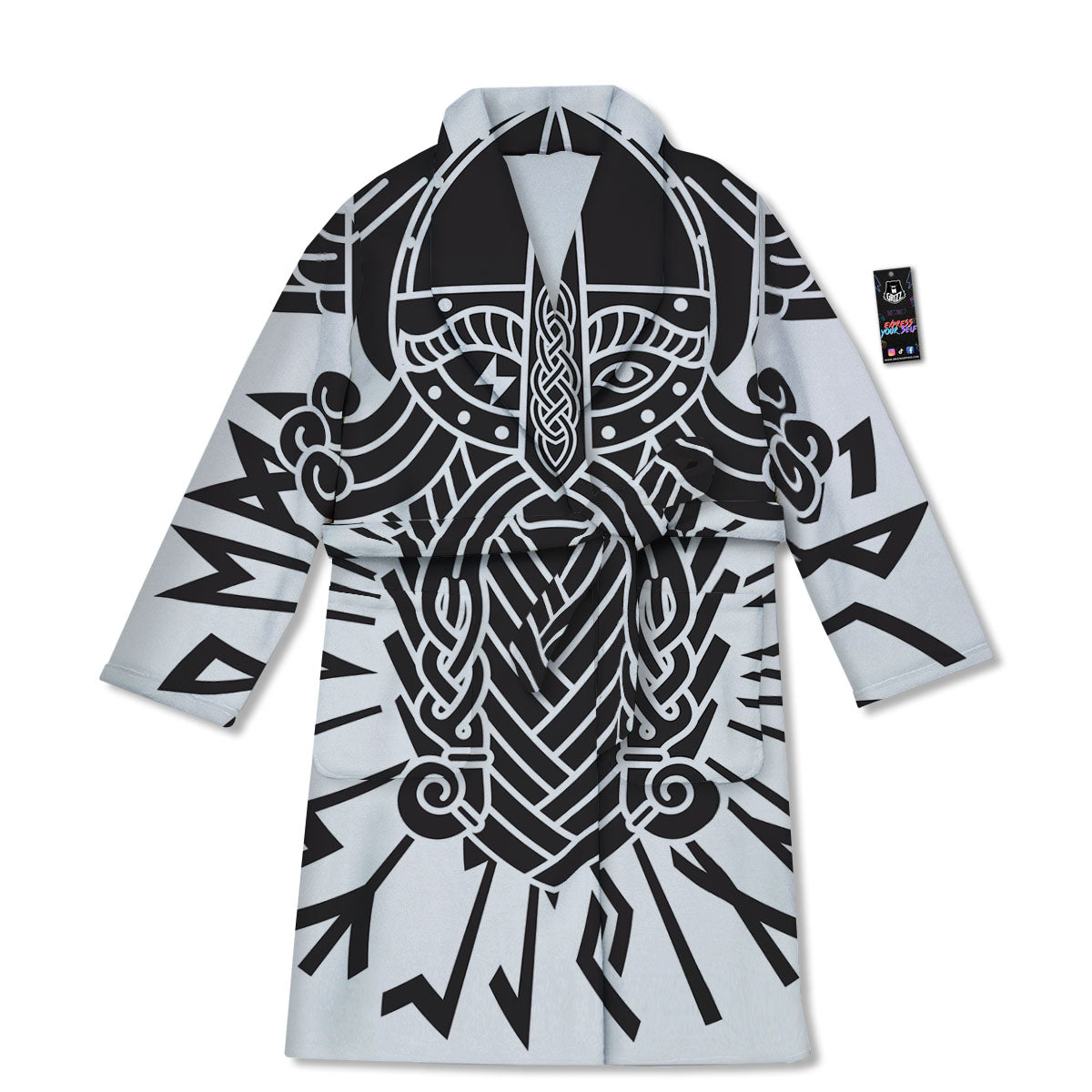 Odin God With Muninn And Huginn Print Bathrobe-grizzshop
