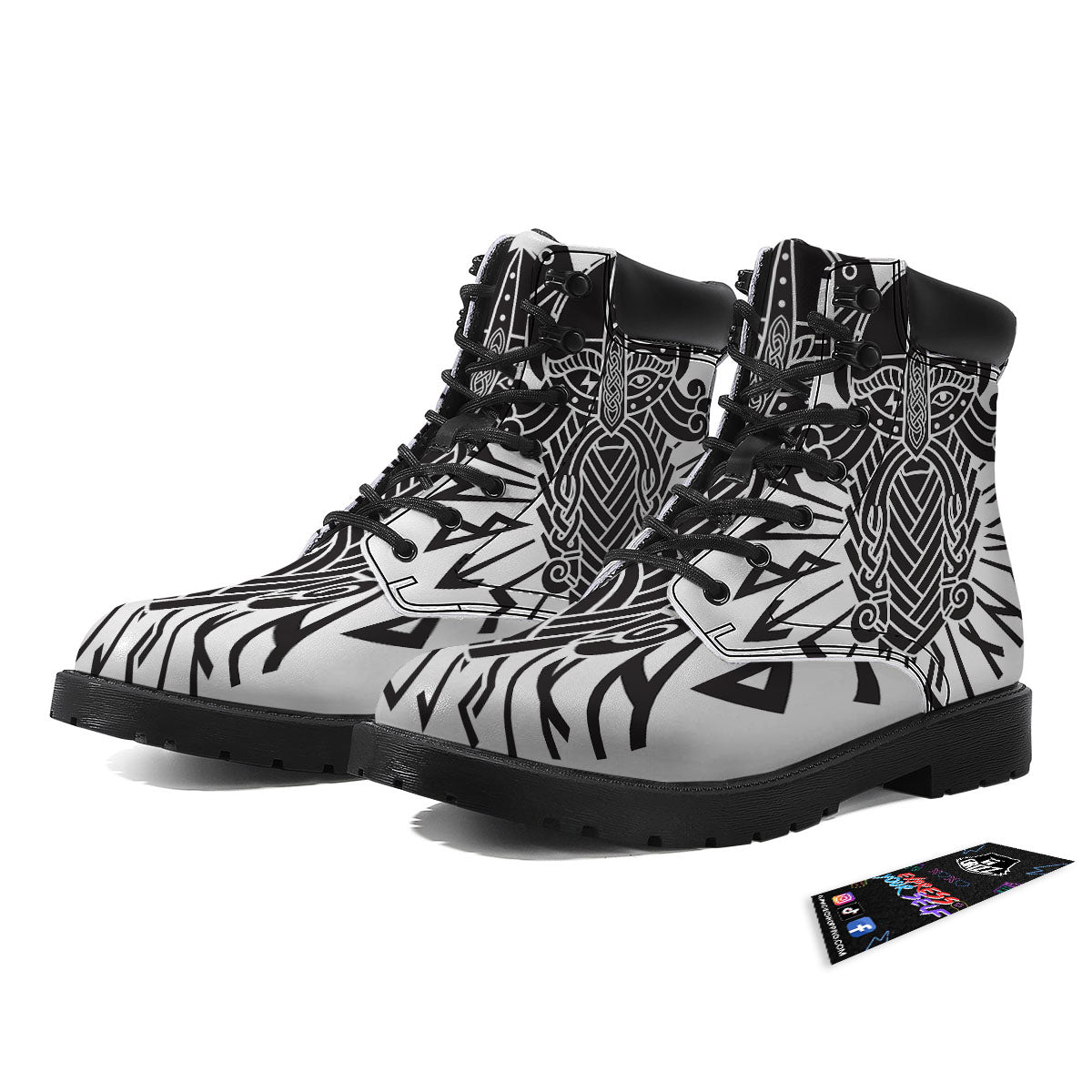 Odin God With Muninn And Huginn Print Boots-grizzshop