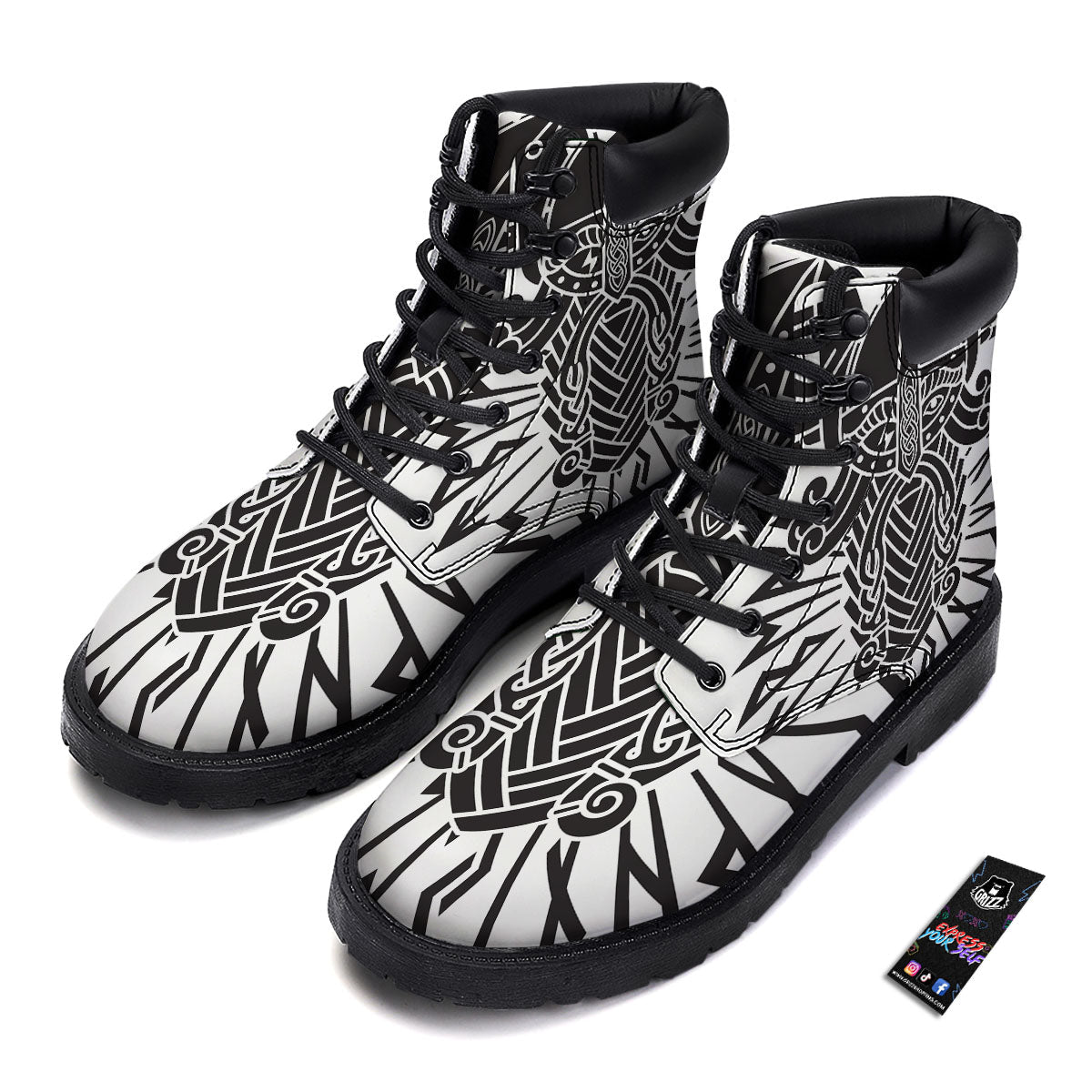 Odin God With Muninn And Huginn Print Boots-grizzshop