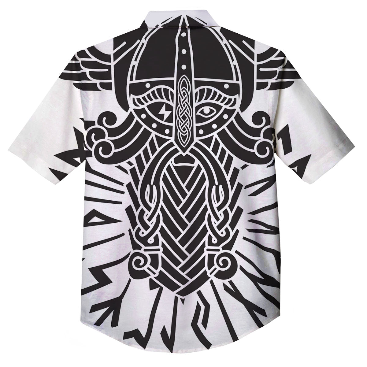 Odin God With Muninn And Huginn Print Button Up Shirt-grizzshop