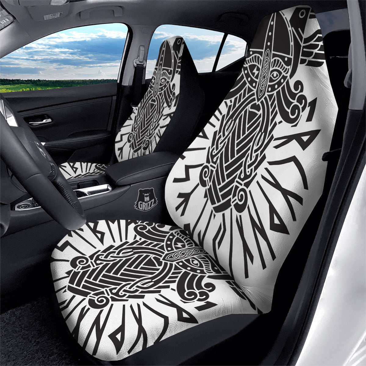 Odin God With Muninn And Huginn Print Car Seat Covers-grizzshop