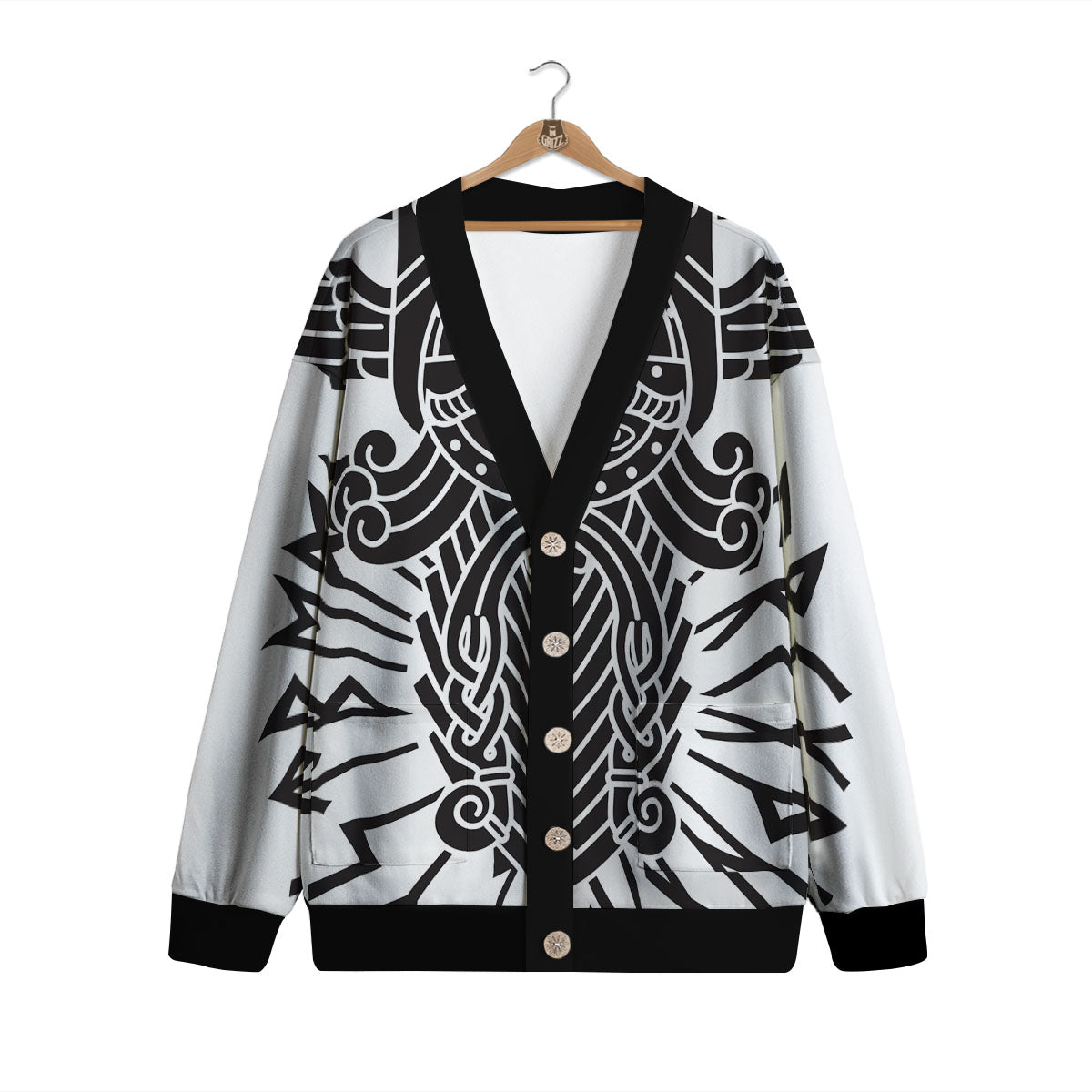 Odin God With Muninn And Huginn Print Cardigan-grizzshop