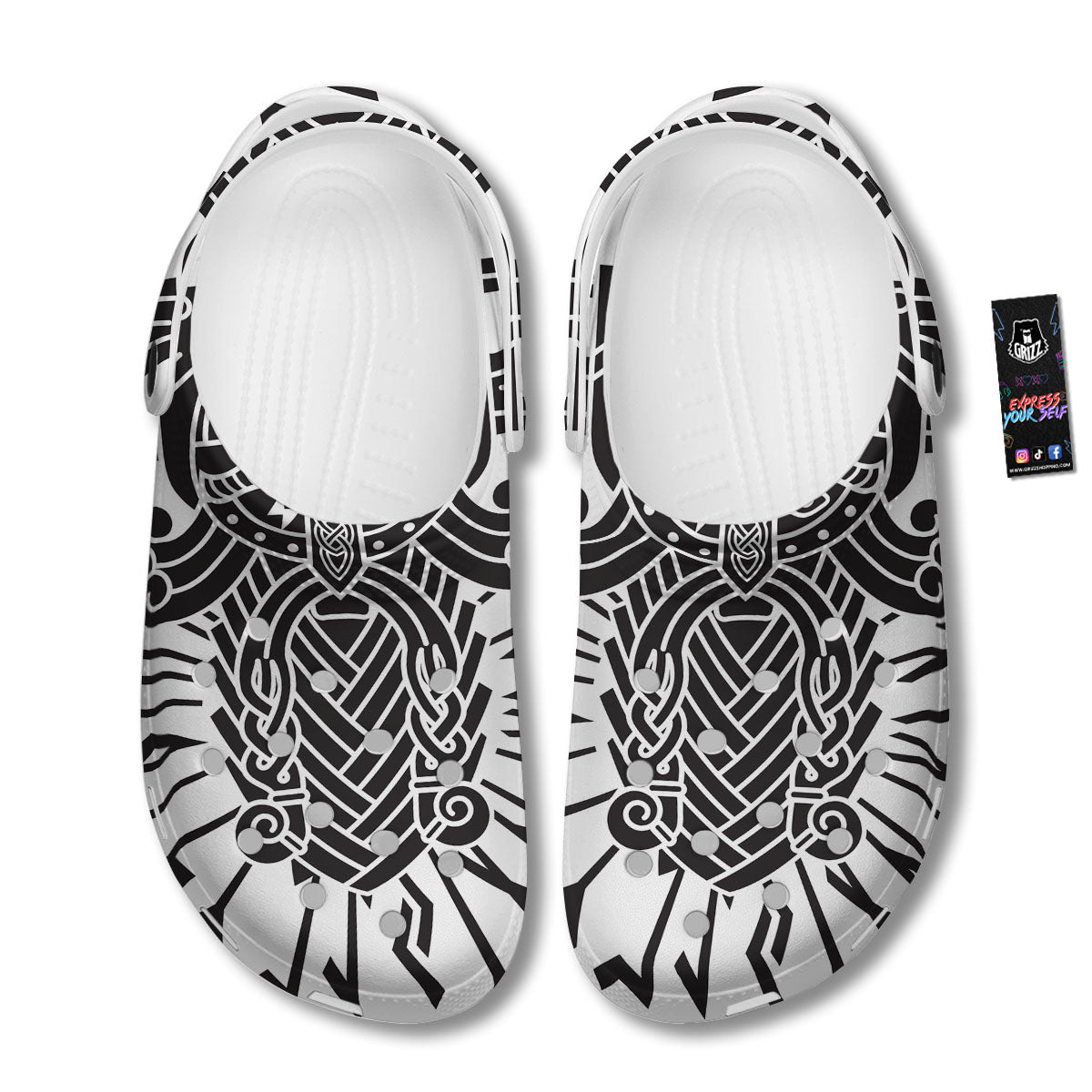 Odin God With Muninn And Huginn Print Clog-grizzshop