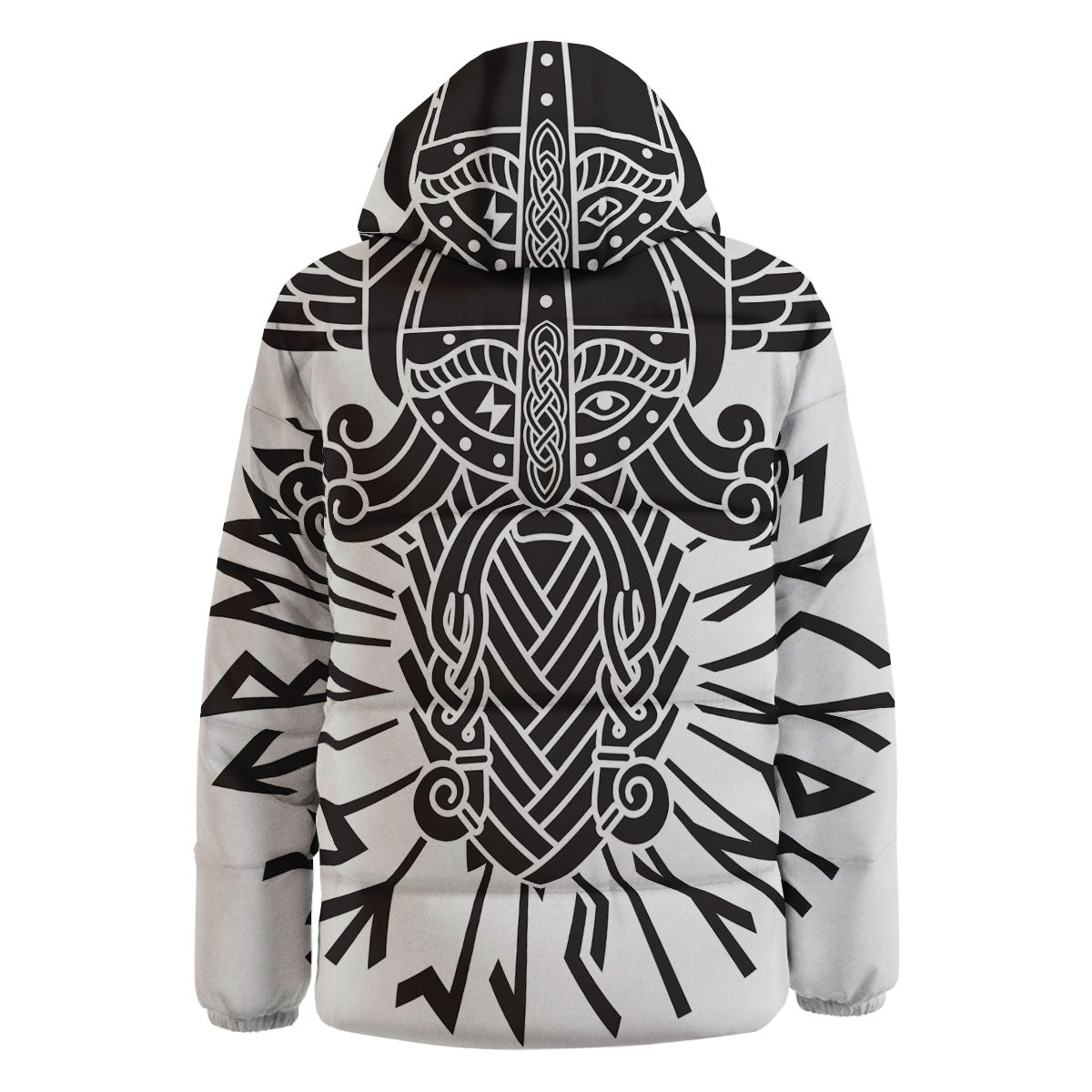 Odin God With Muninn And Huginn Print Down Jacket-grizzshop