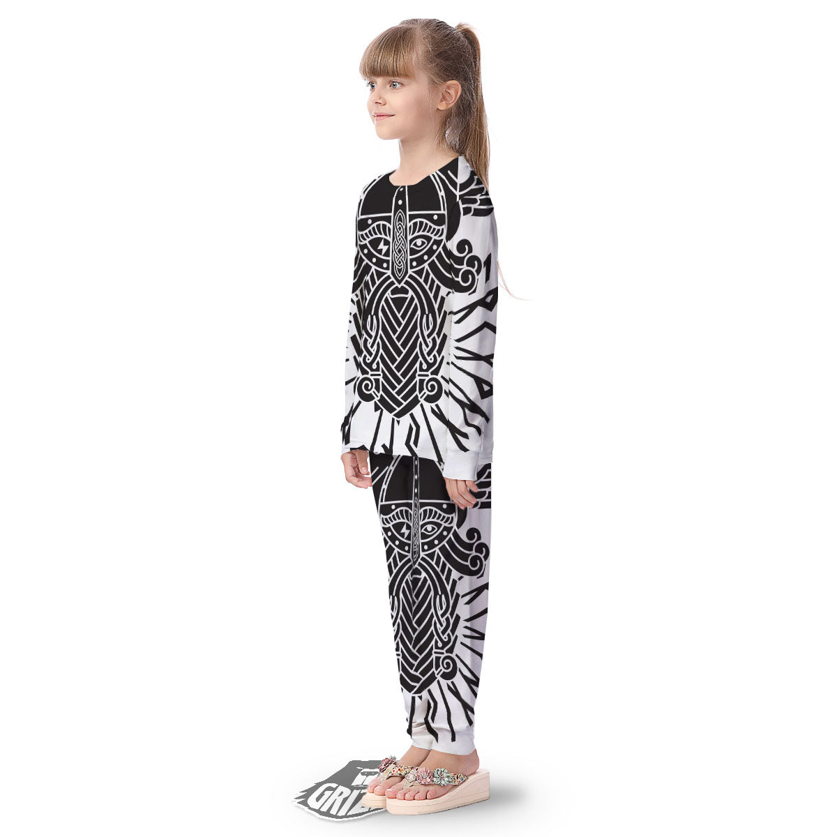 Odin God With Muninn And Huginn Print Kid's Pajamas-grizzshop