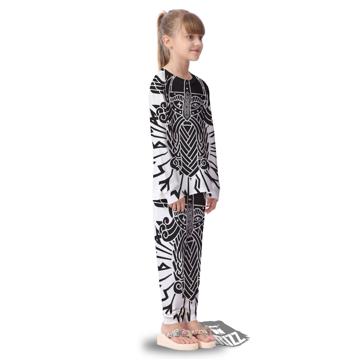 Odin God With Muninn And Huginn Print Kid's Pajamas-grizzshop