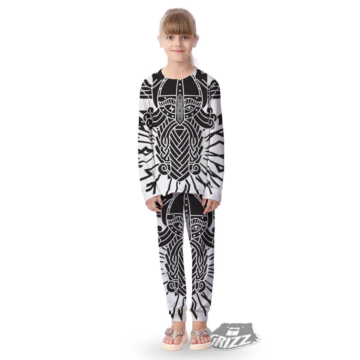 Odin God With Muninn And Huginn Print Kid's Pajamas-grizzshop