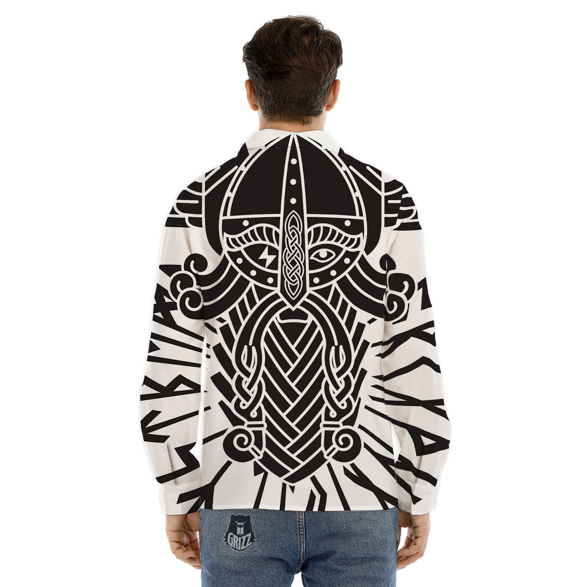 Odin God With Muninn And Huginn Print Men's Dress Shirts-grizzshop