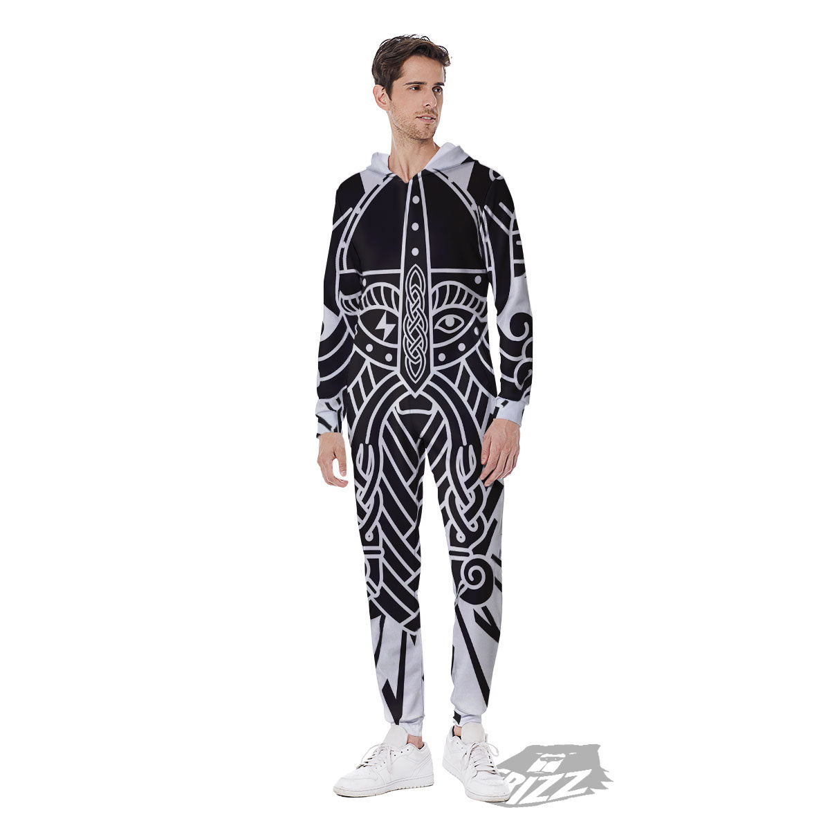 Odin God With Muninn And Huginn Print Men's Jumpsuit-grizzshop