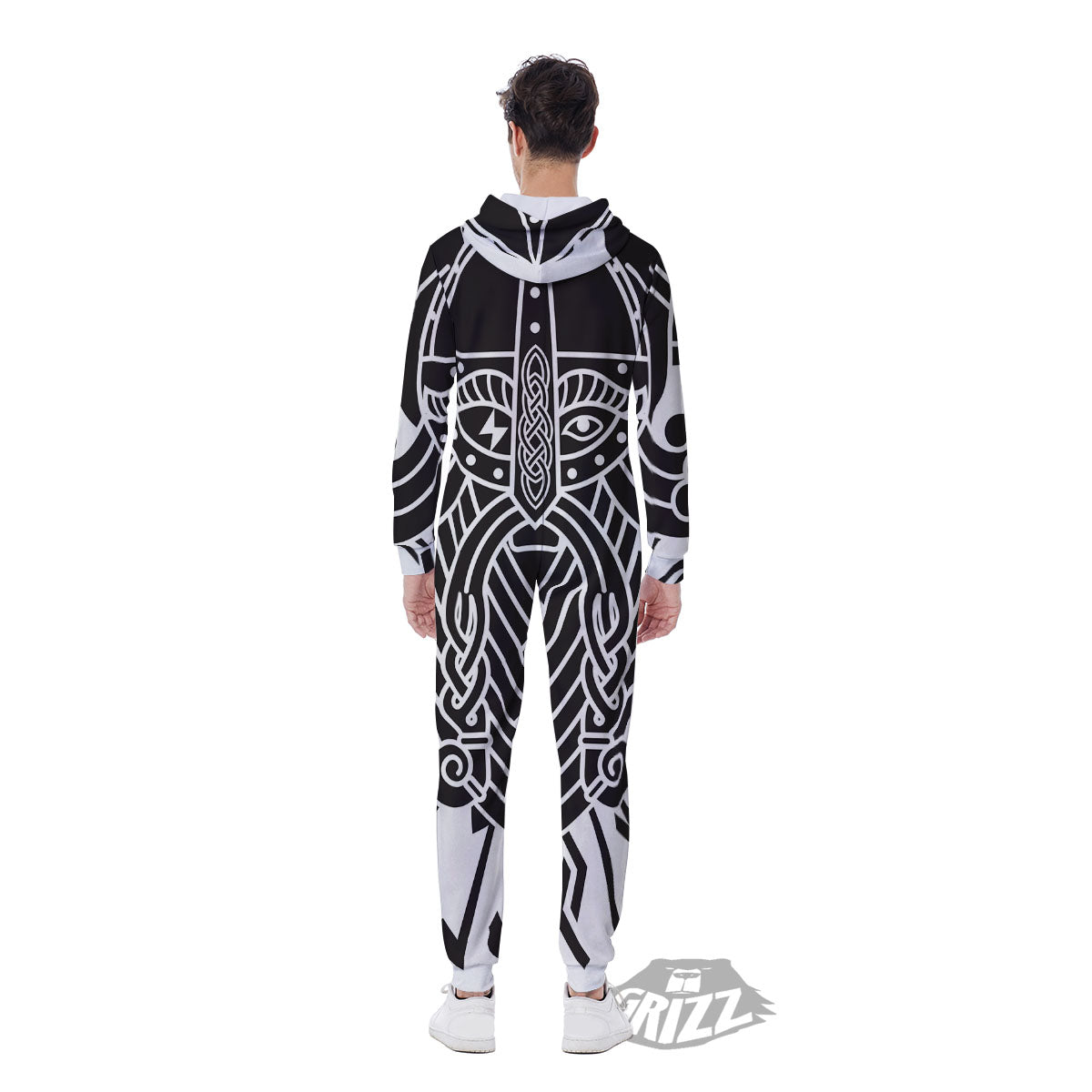 Odin God With Muninn And Huginn Print Men's Jumpsuit-grizzshop