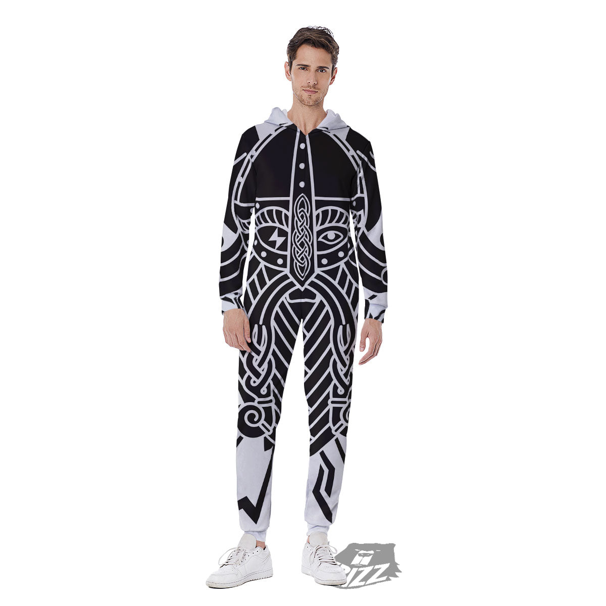 Odin God With Muninn And Huginn Print Men's Jumpsuit-grizzshop