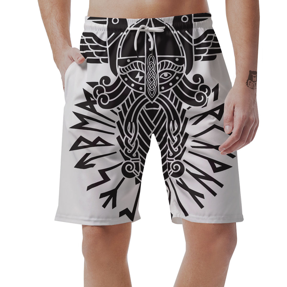 Odin God With Muninn And Huginn Print Men's Shorts-grizzshop