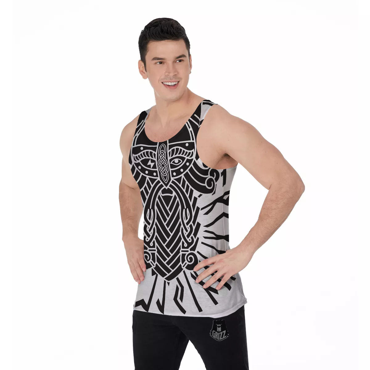 Odin God With Muninn And Huginn Print Men's Tank Top-grizzshop