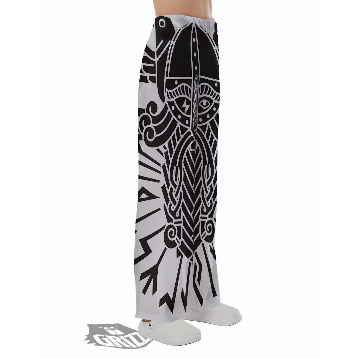 Odin God With Muninn And Huginn Print Pajama Pants-grizzshop