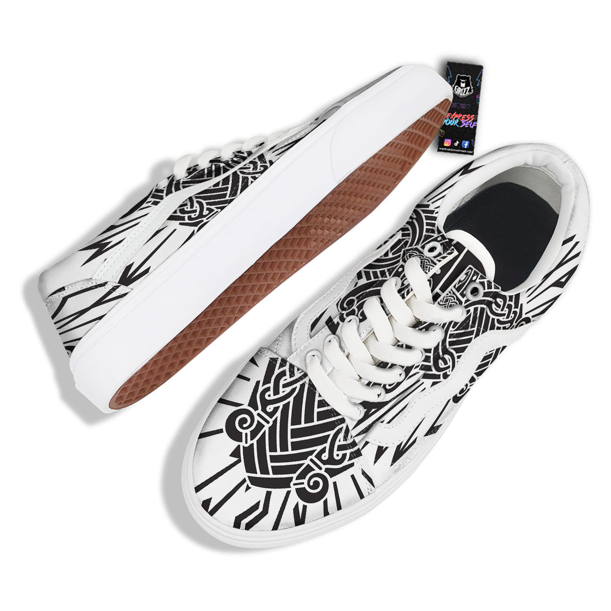 Odin God With Muninn And Huginn Print Skate Shoes-grizzshop