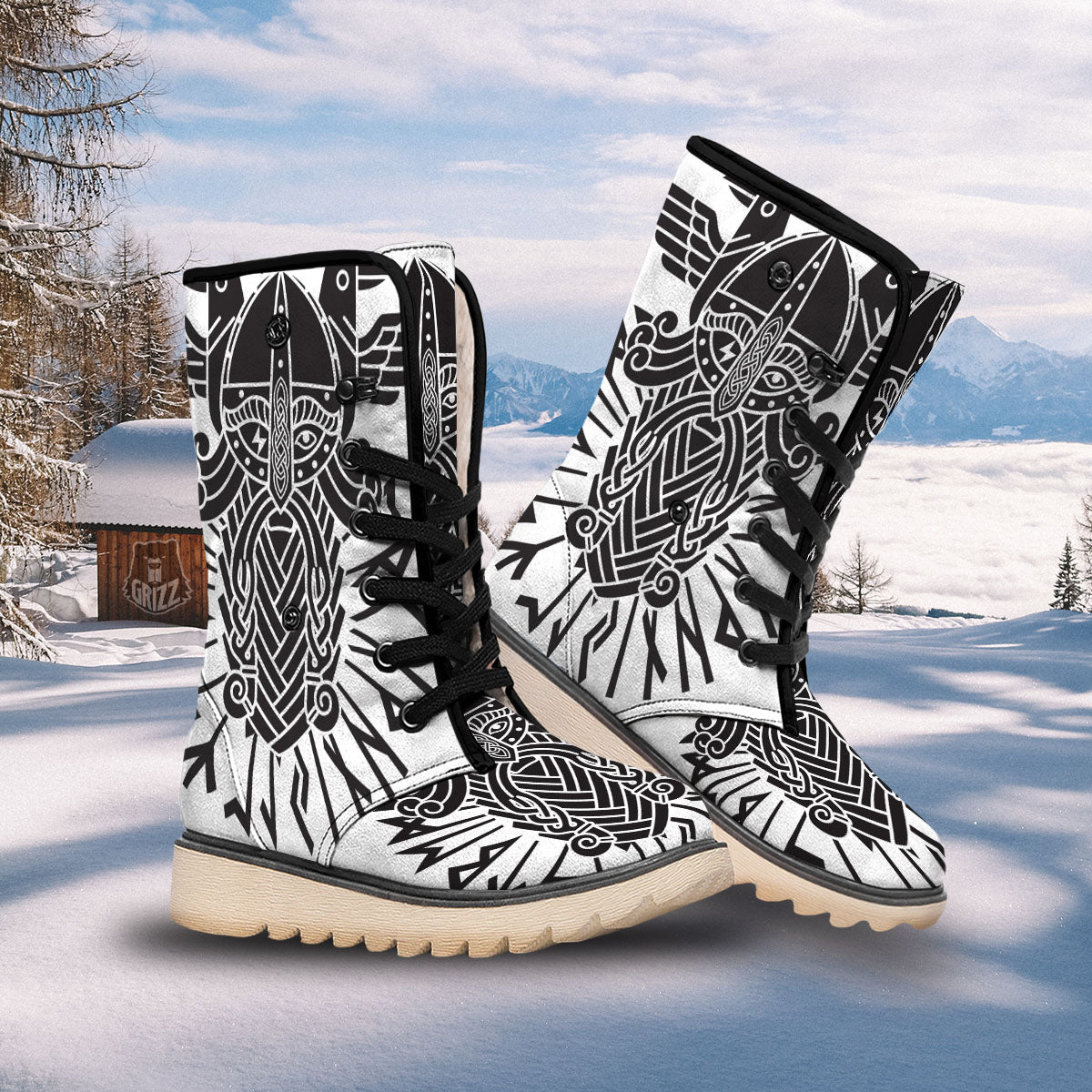 Odin God With Muninn And Huginn Print Snow Boots-grizzshop