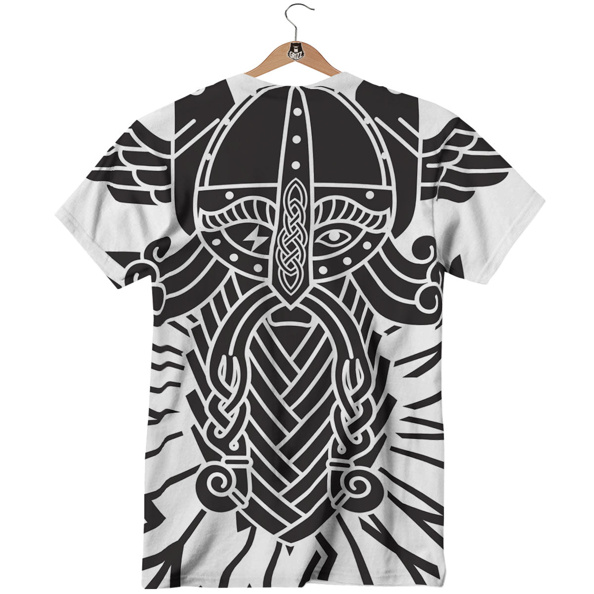 Odin God With Muninn And Huginn Print T-Shirt-grizzshop
