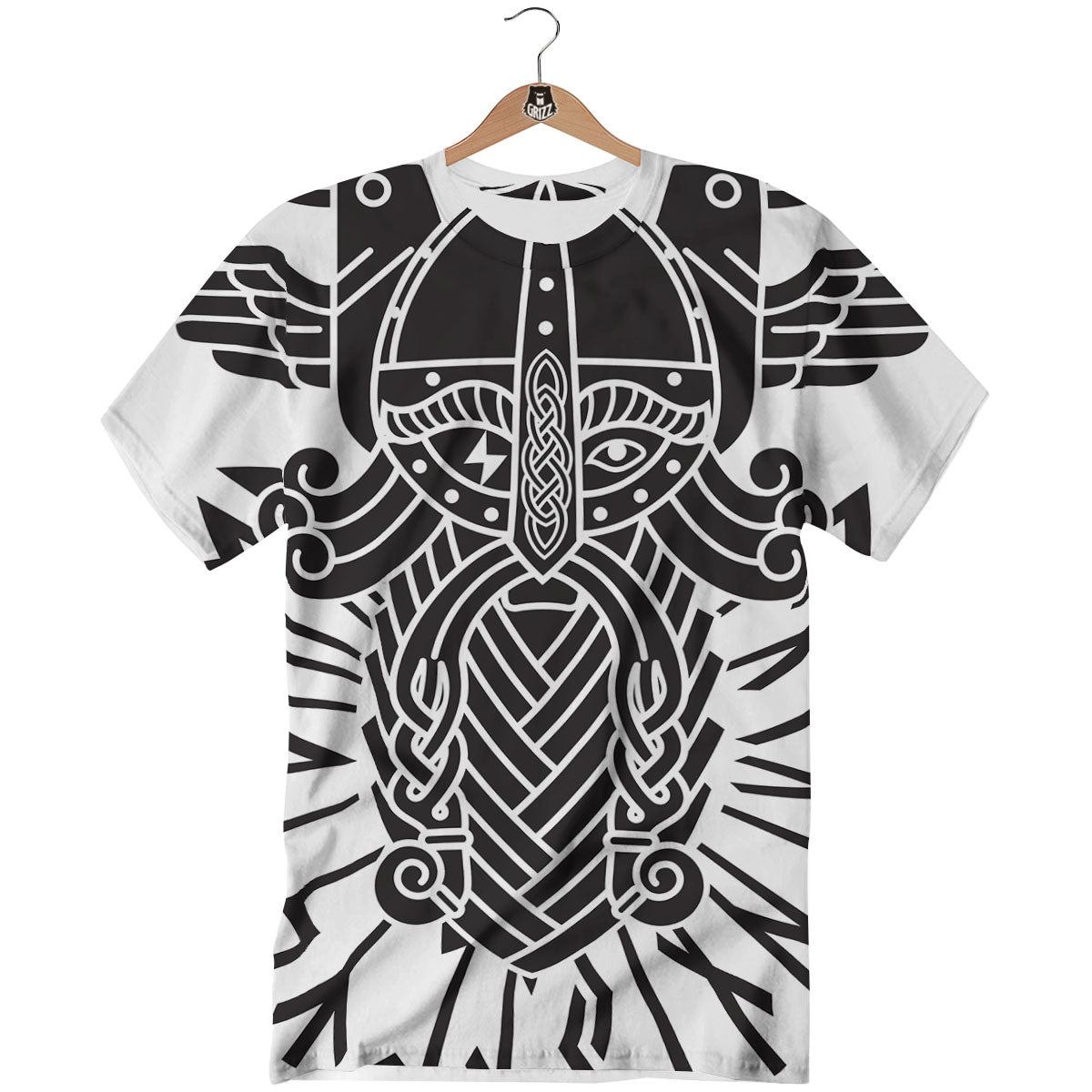 Odin God With Muninn And Huginn Print T-Shirt-grizzshop