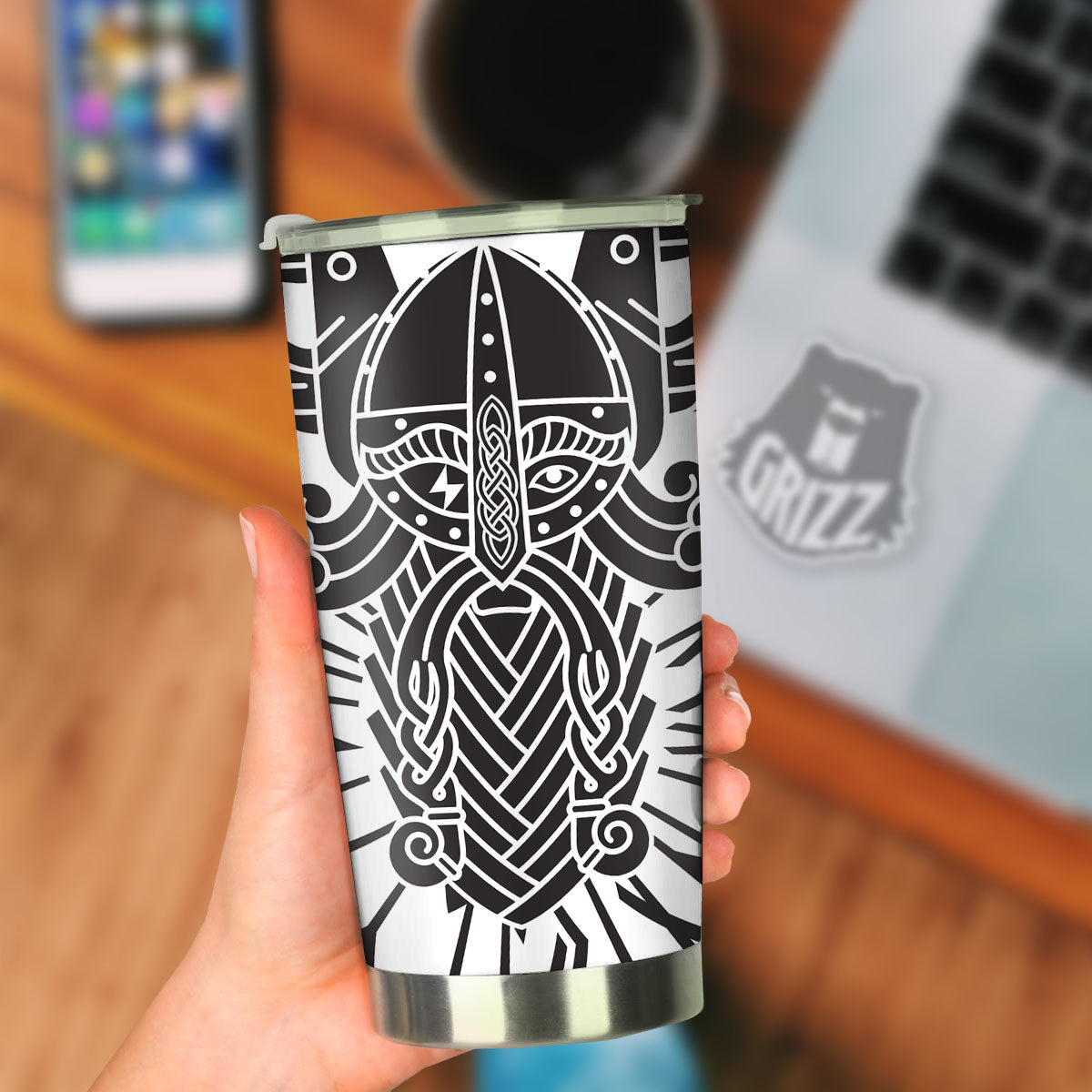 Odin God With Muninn And Huginn Print Tumbler-grizzshop