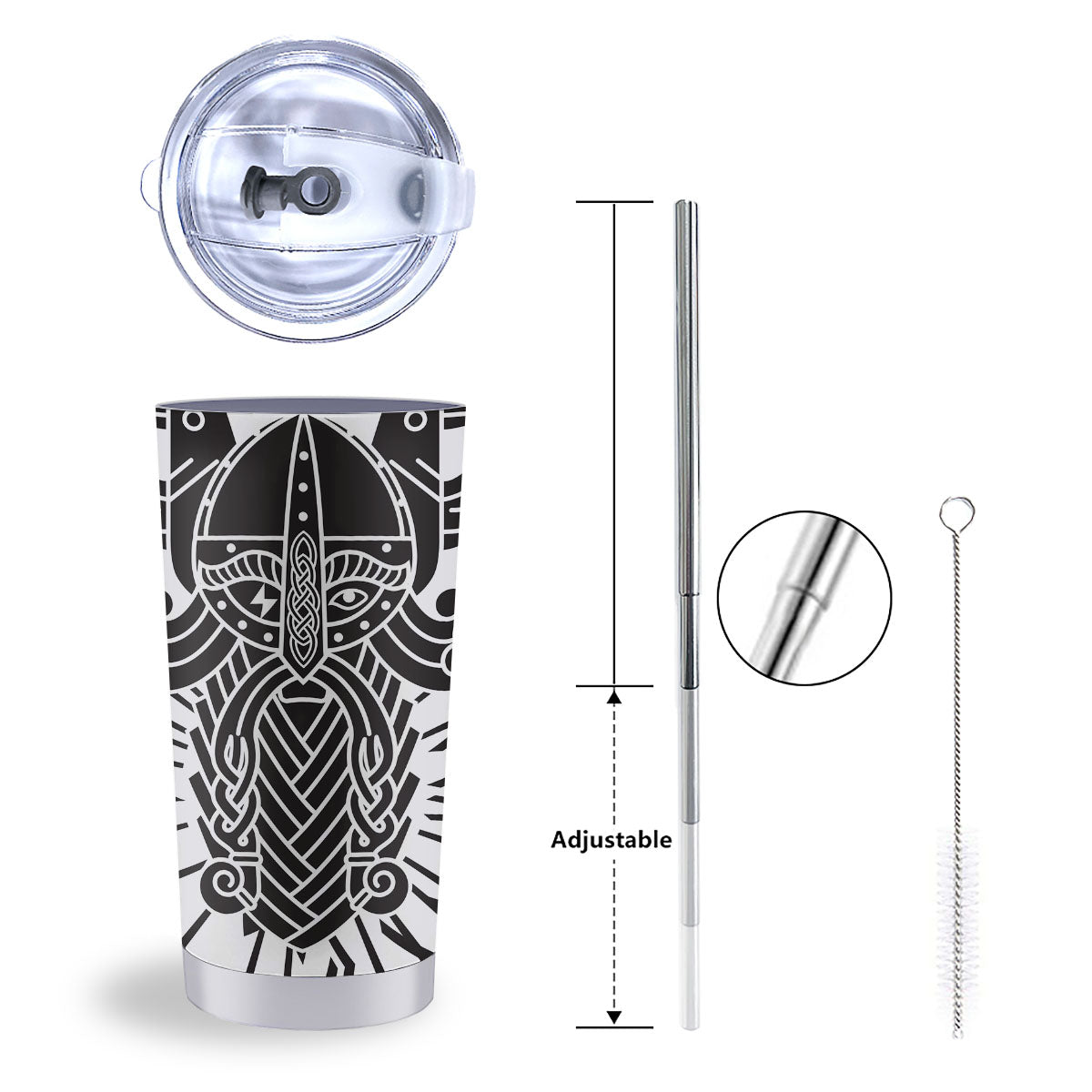 Odin God With Muninn And Huginn Print Tumbler-grizzshop