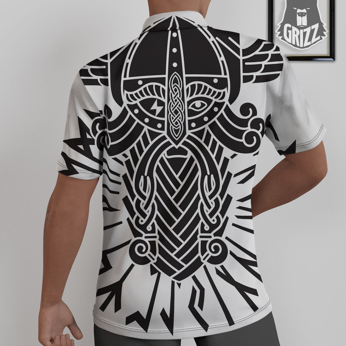 Odin God With Muninn And Huginn Print Untucked Shirts-grizzshop