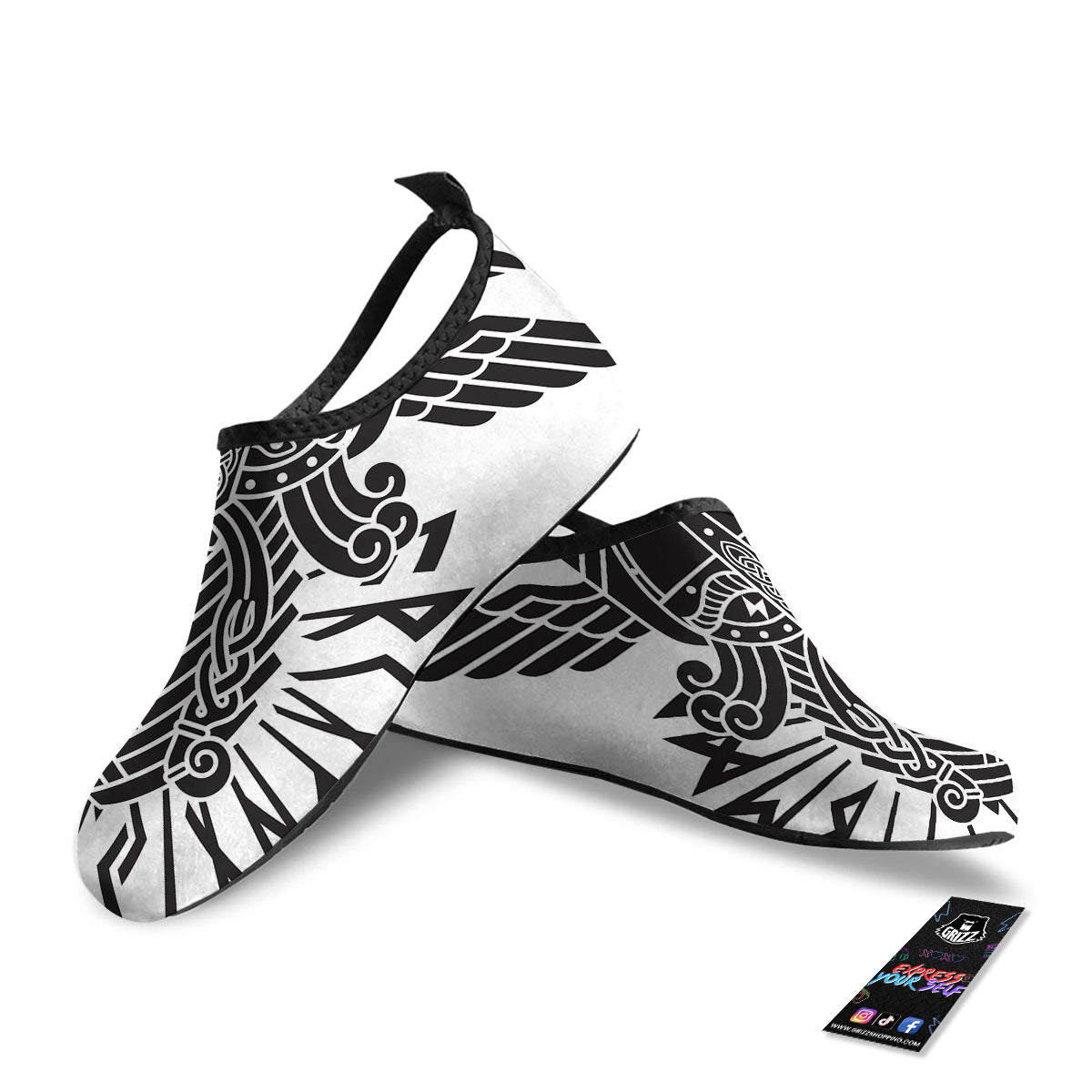 Odin God With Muninn And Huginn Print Water Shoes-grizzshop