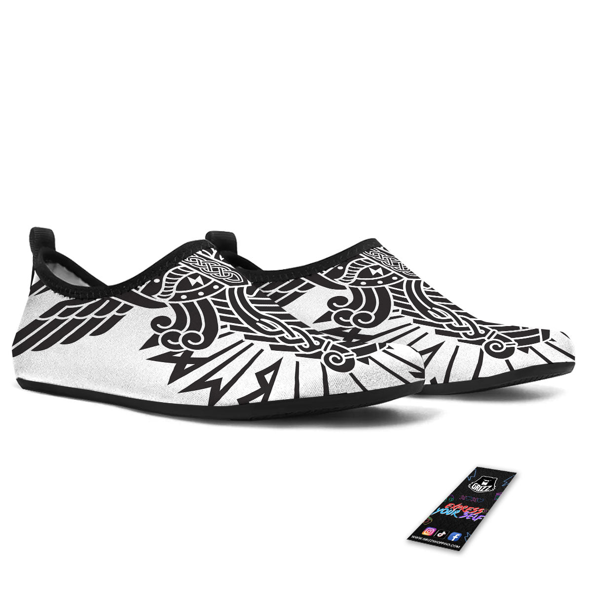 Odin God With Muninn And Huginn Print Water Shoes-grizzshop