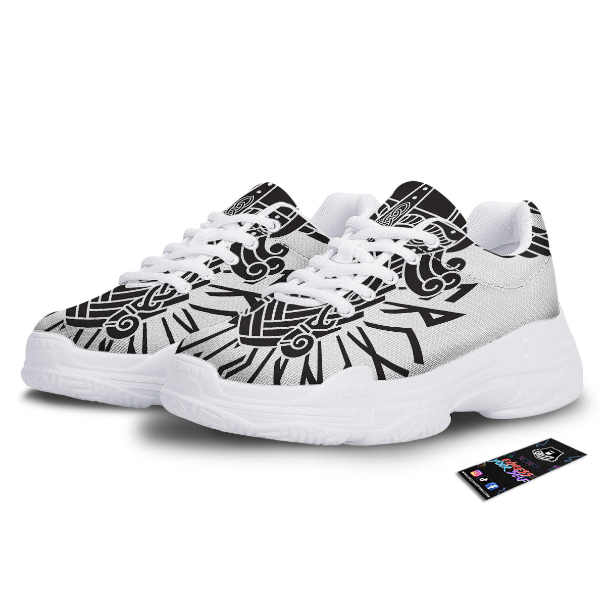 Odin God With Muninn And Huginn Print White Chunky Shoes-grizzshop