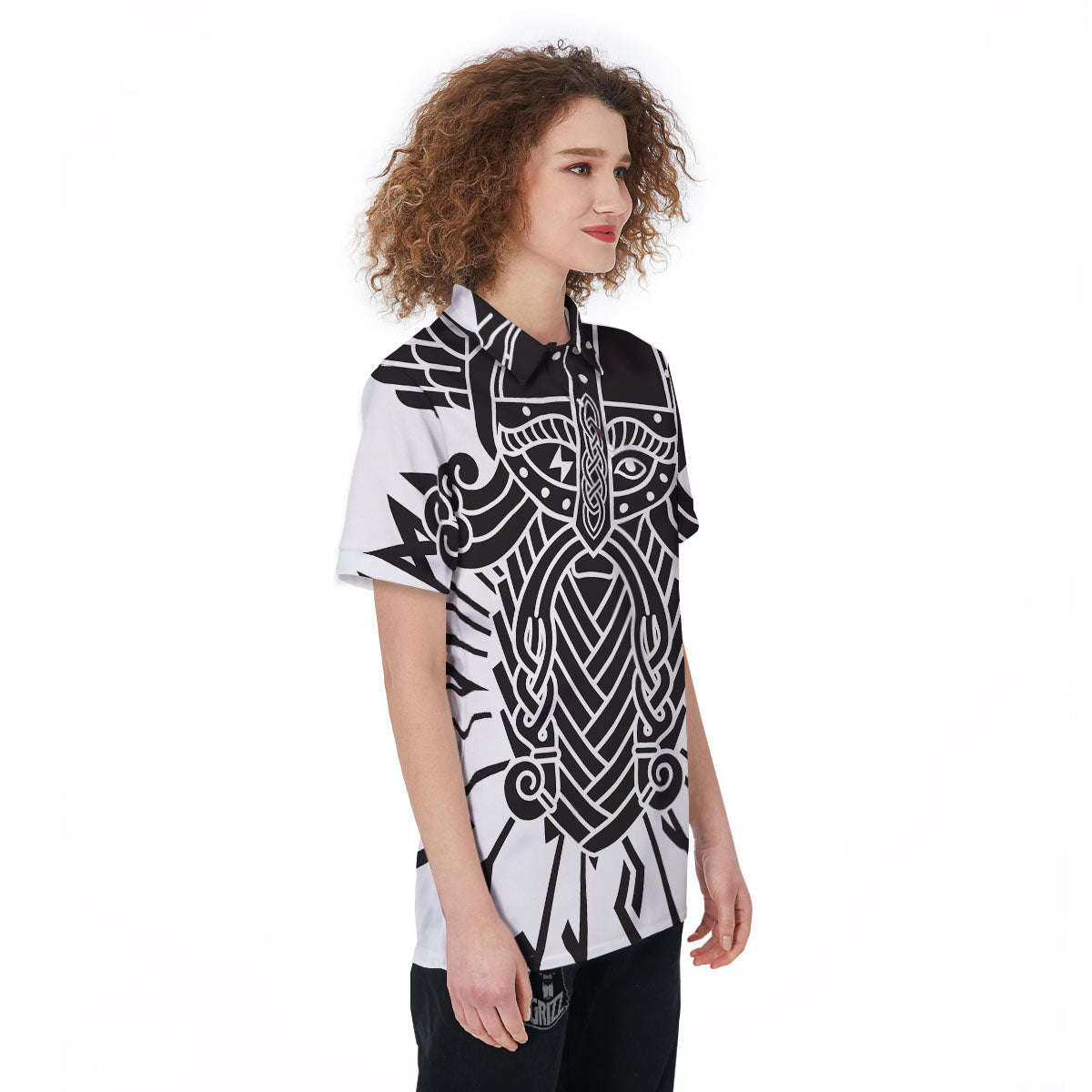 Odin God With Muninn And Huginn Print Women's Golf Shirts-grizzshop