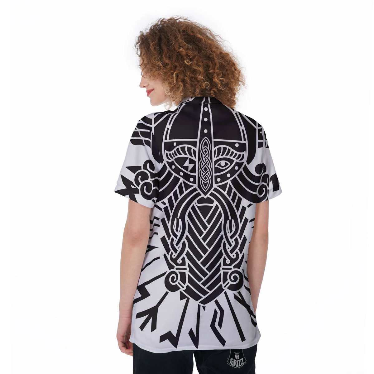 Odin God With Muninn And Huginn Print Women's Golf Shirts-grizzshop