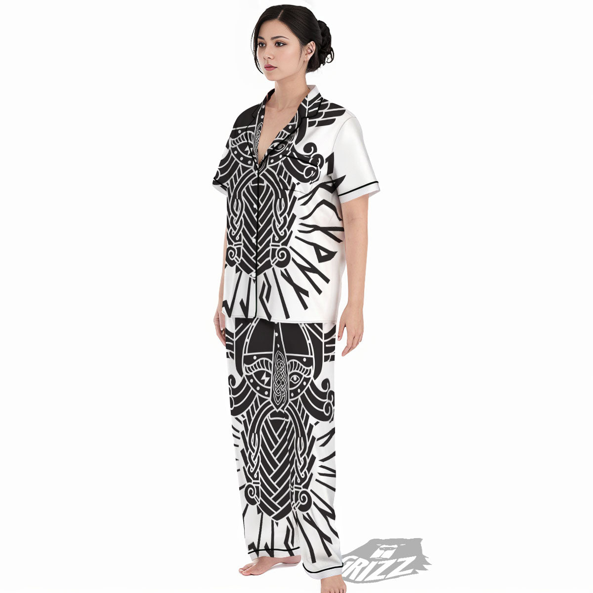 Odin God With Muninn And Huginn Print Women's Pajamas Set-grizzshop