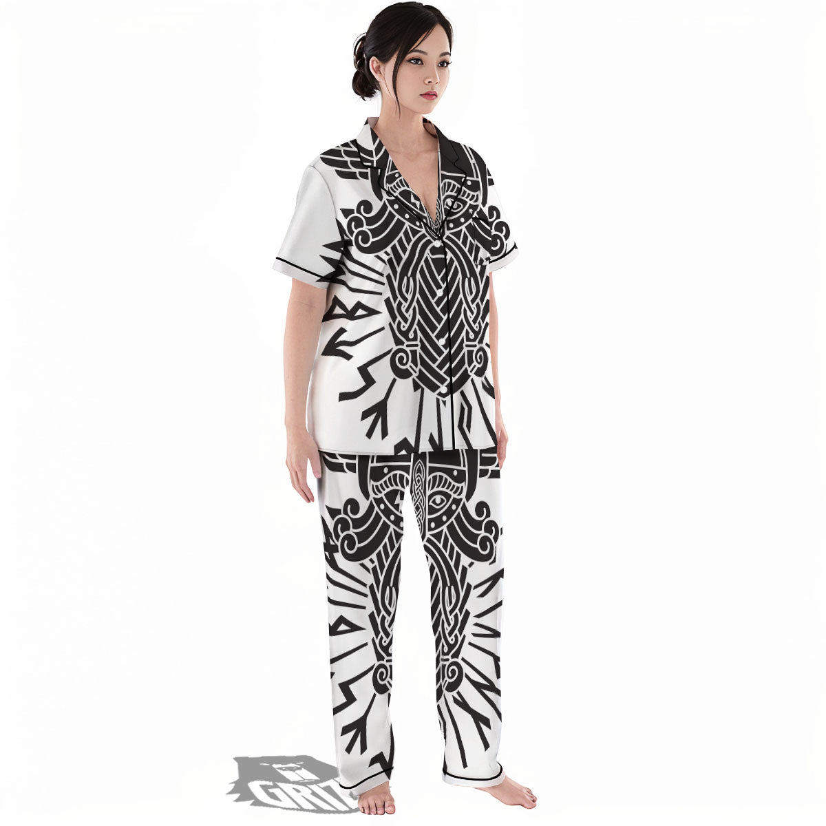 Odin God With Muninn And Huginn Print Women's Pajamas Set-grizzshop