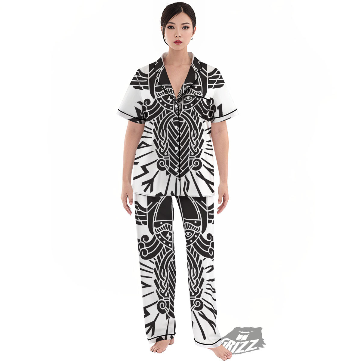 Odin God With Muninn And Huginn Print Women's Pajamas Set-grizzshop