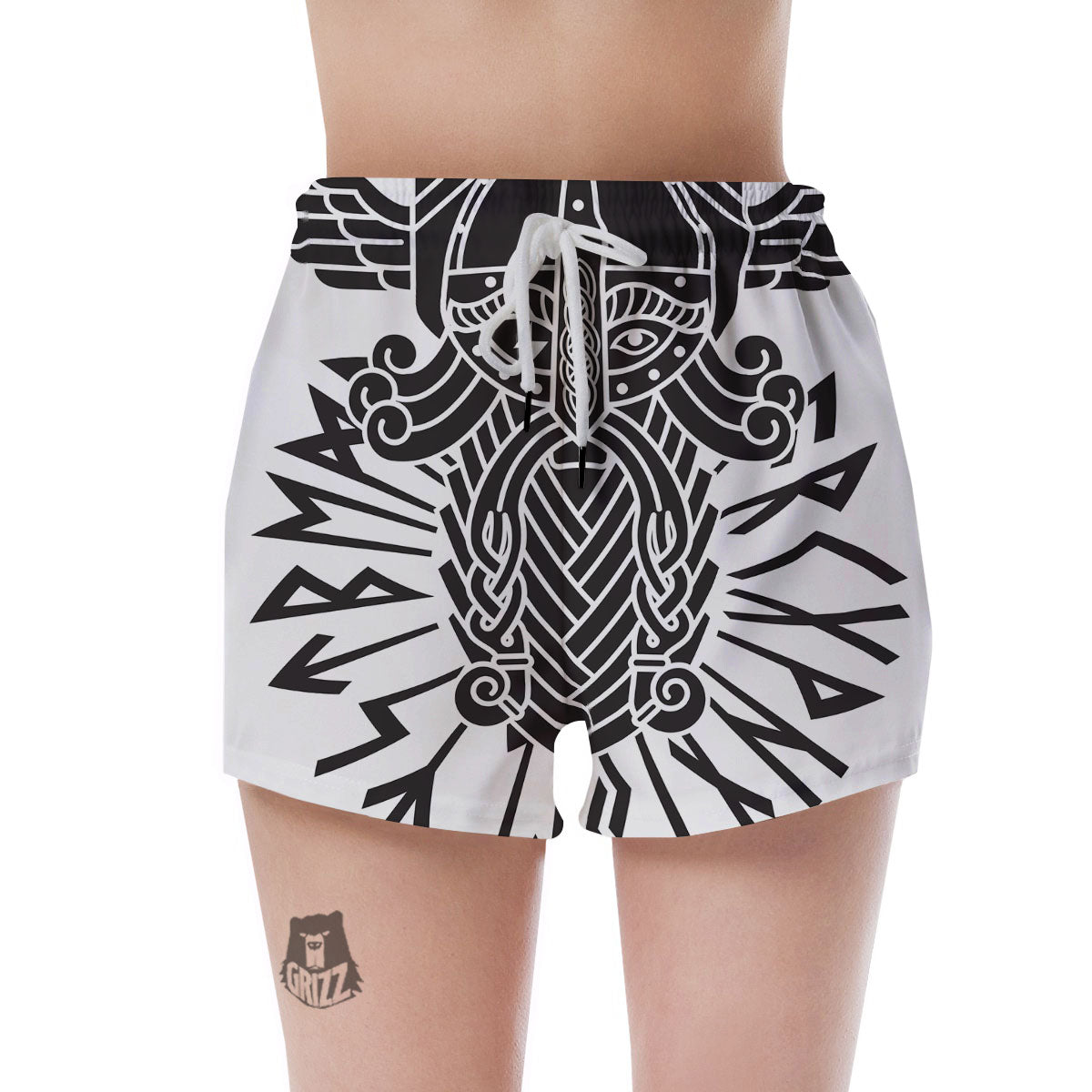 Odin God With Muninn And Huginn Print Women's Shorts-grizzshop