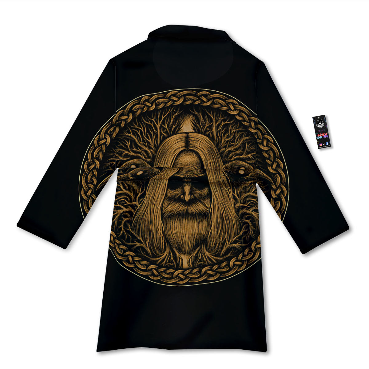 Odin Gold With Muninn And Huginn Print Bathrobe-grizzshop