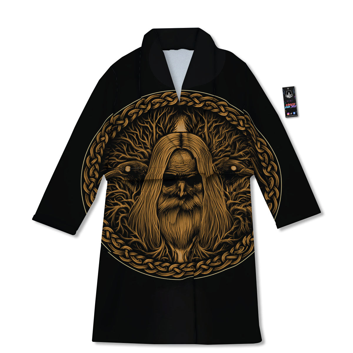 Odin Gold With Muninn And Huginn Print Bathrobe-grizzshop