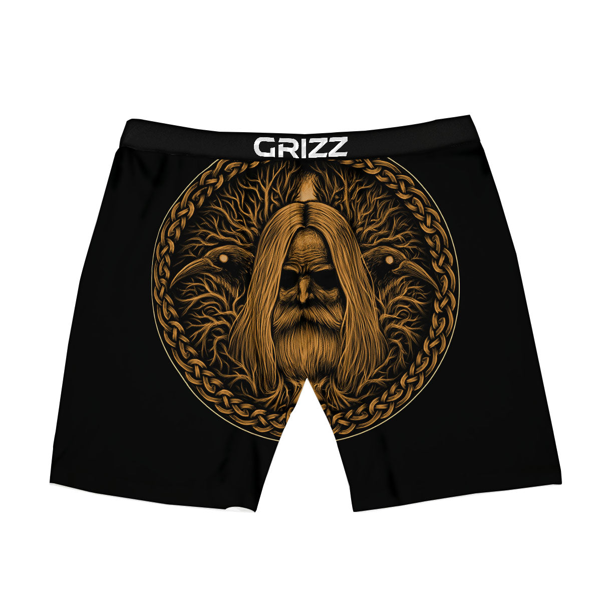 Odin Gold With Muninn And Huginn Print Boxer Briefs-grizzshop