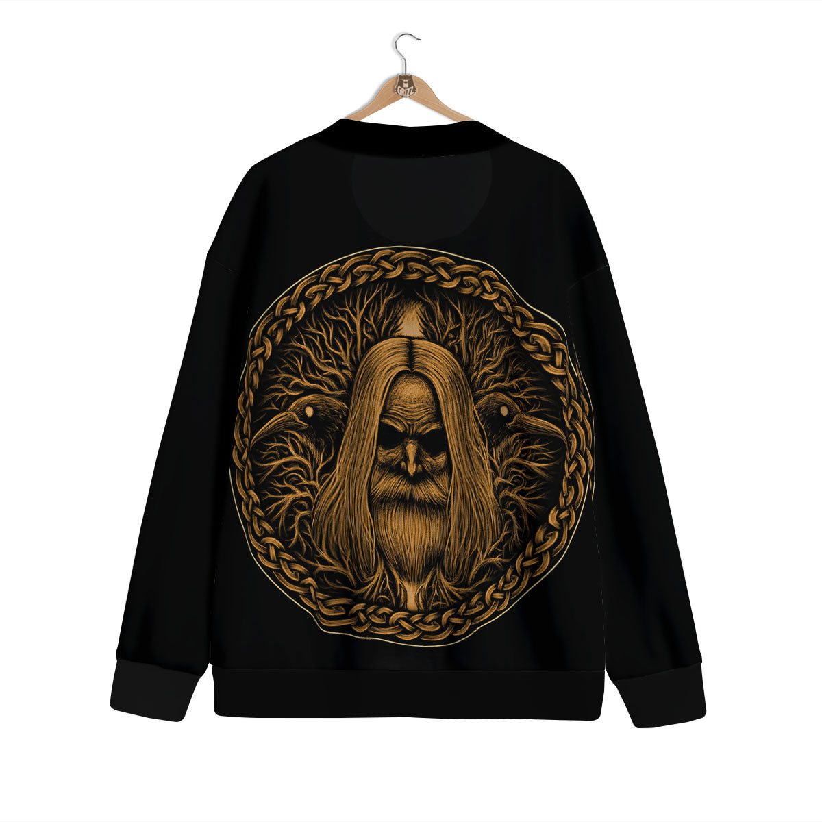 Odin Gold With Muninn And Huginn Print Cardigan-grizzshop