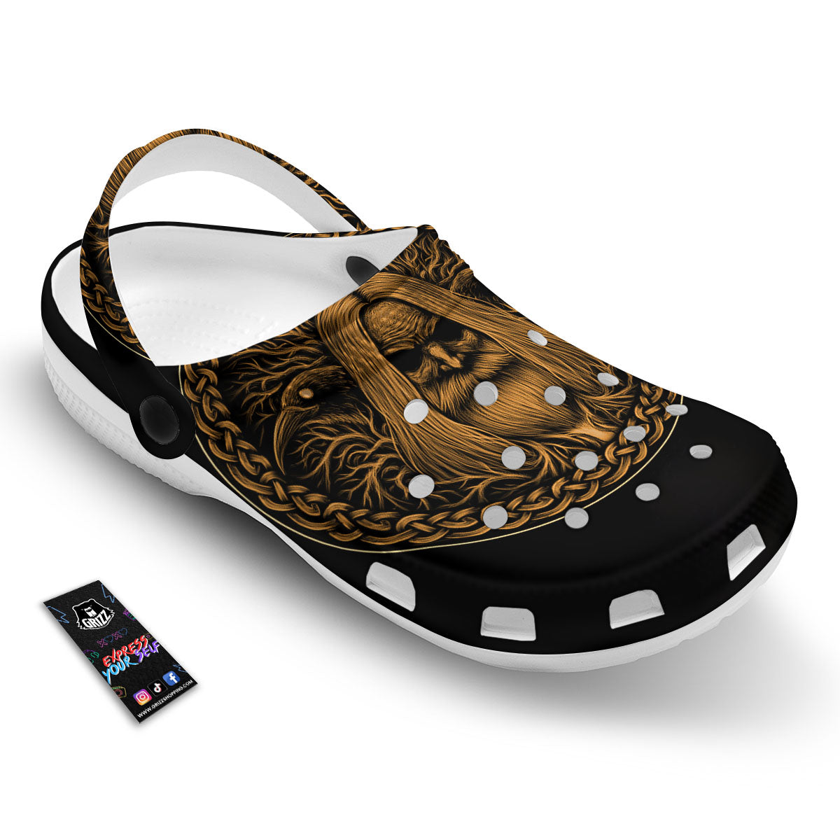 Odin Gold With Muninn And Huginn Print Clog-grizzshop