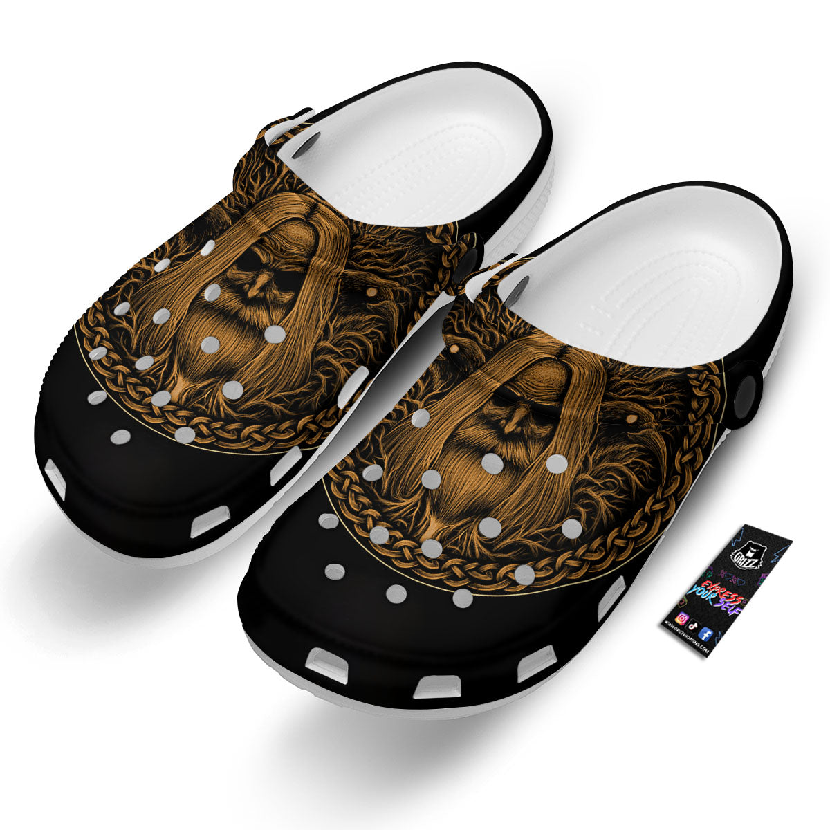 Odin Gold With Muninn And Huginn Print Clog-grizzshop