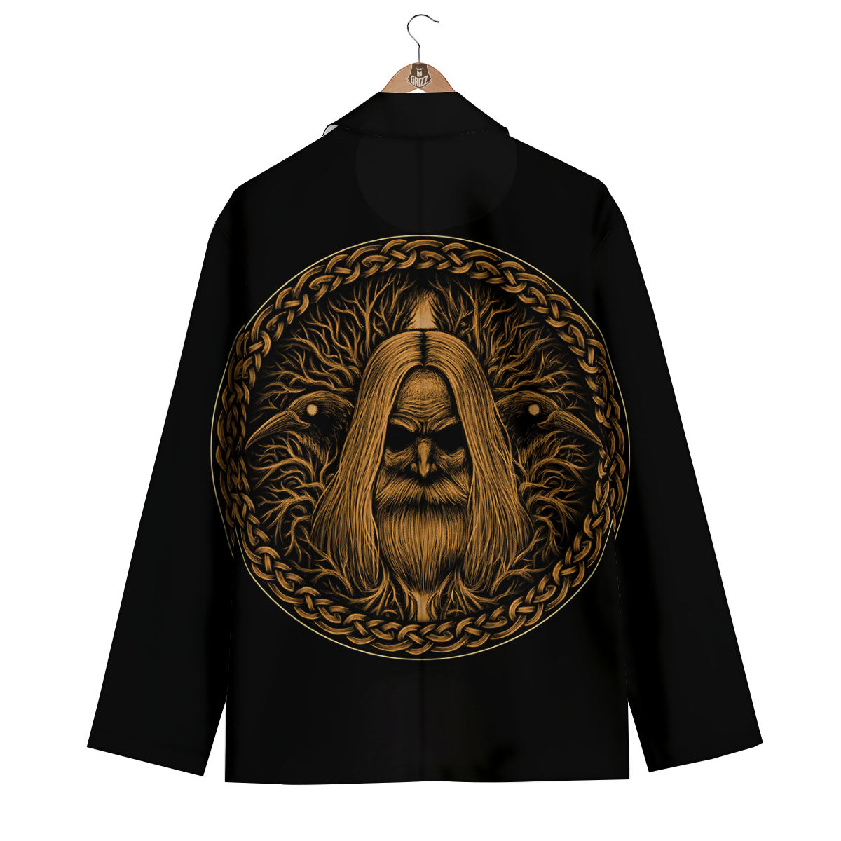 Odin Gold With Muninn And Huginn Print Men's Blazer-grizzshop
