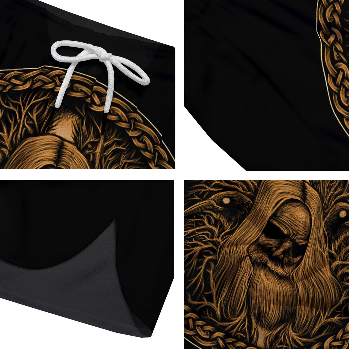 Odin Gold With Muninn And Huginn Print Men's Running Shorts-grizzshop