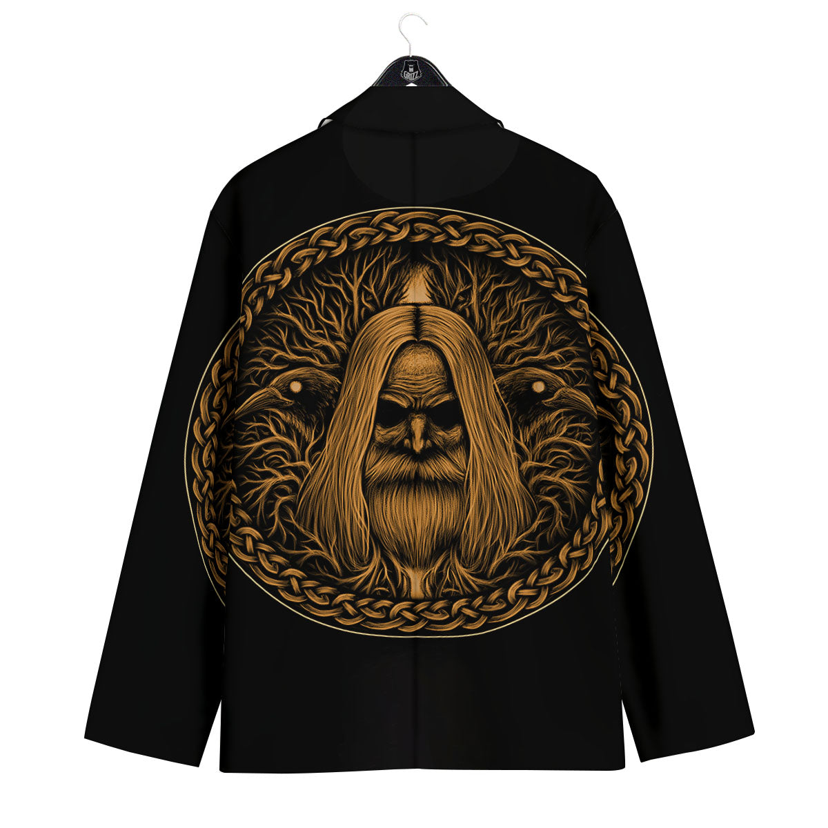Odin Gold With Muninn And Huginn Print Men's Sport Coat-grizzshop